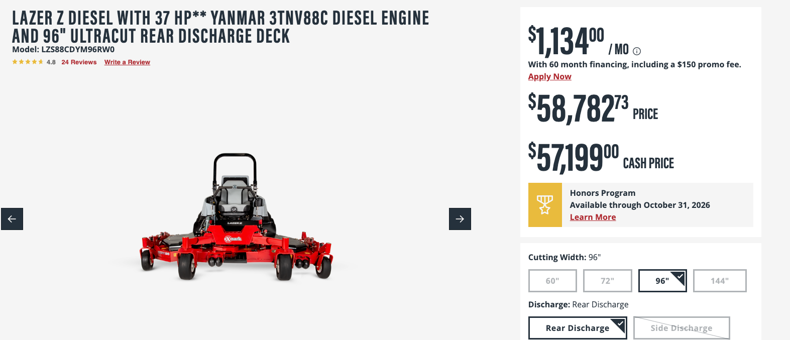 2021 Exmark Lazer Z Diesel 96